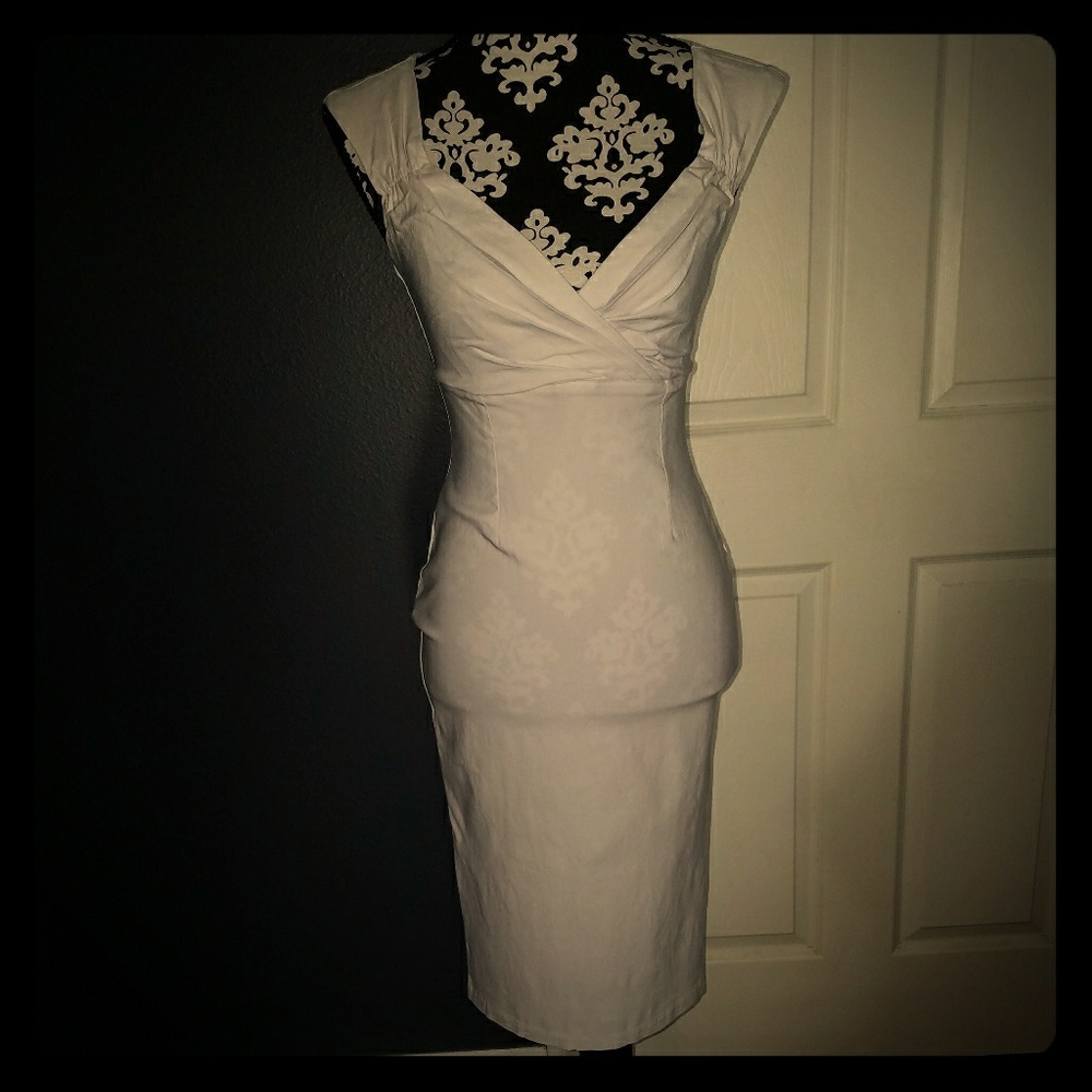 Pinup Girl Clothing White Erin Wiggle Dress